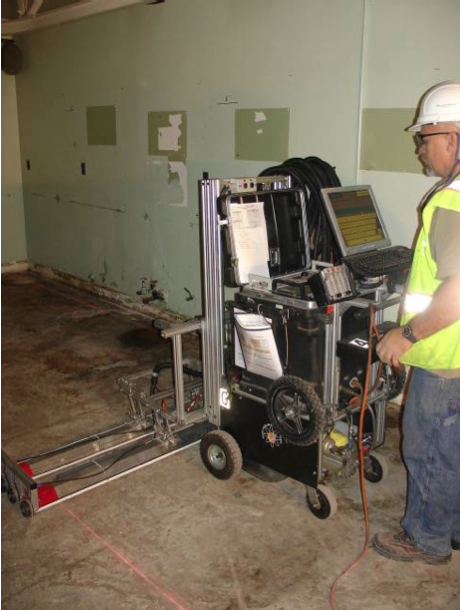 Radiological scanning equipment being used in another building at Alameda Point.