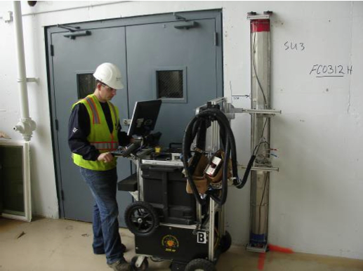 Radiological scanning equipment being used in another building at Alameda Point.