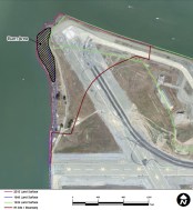 Burn Area on Site 1. San Francisco Bay to the left. Oakland Estuary to the north.