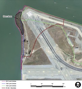 Burn Area on Site 1.  San Francisco Bay to the left.  Oakland Estuary to the north.