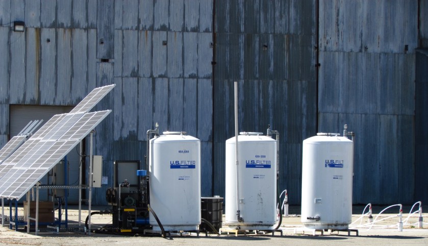 Solar-powered cleanup at Building 410.