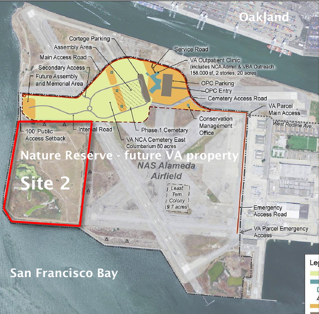 VA map, with Site 2 and Nature Reserve notations added by Alameda Point Environmental Report.