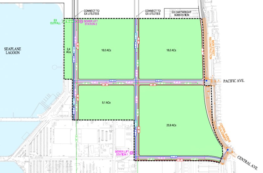 Proposed development Area B street grid.  See legend below.