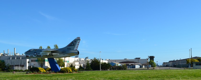 West Atlantic Avenue Gateway to Alameda Point.  Area B begins at far side of lawn area where all new construction is proposed.   Looking south.