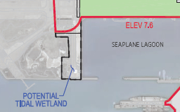 Red line indicates levee that will protect "Building 25."
