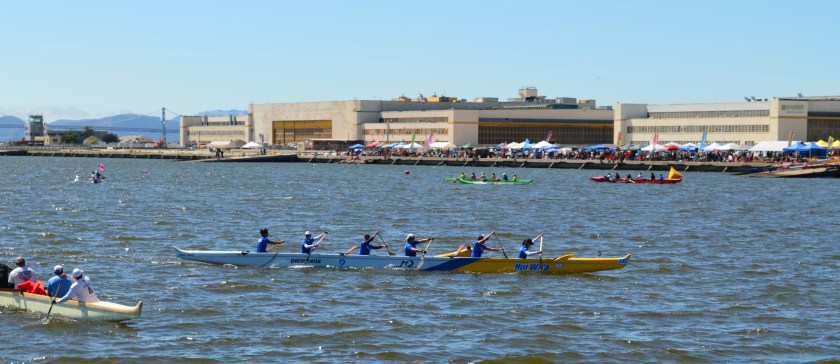 Outrigger canoes at Alameda Point