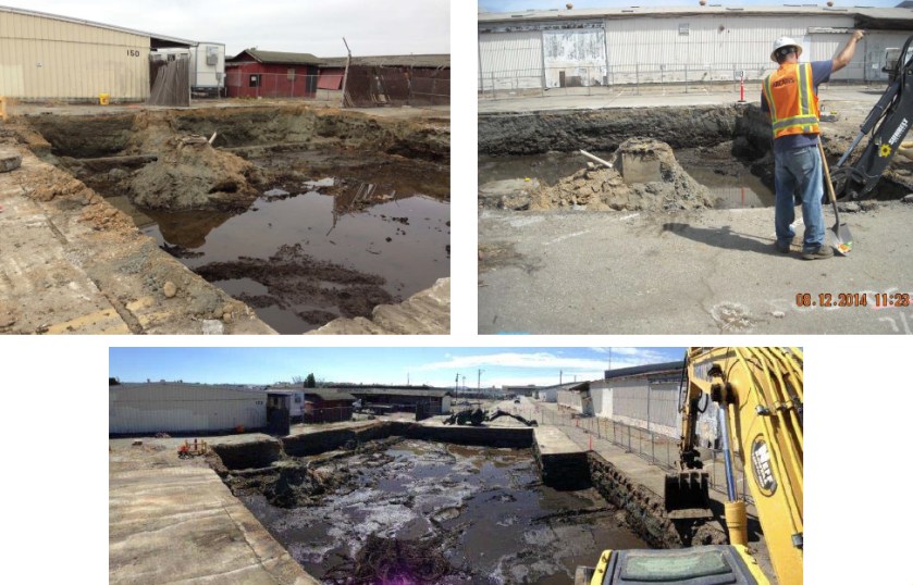 Site 3 soil excavation area to remove lead contaminated soil. Navy photos.
