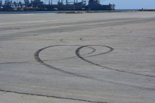 Car tire tracks at Seaplane Lagoon