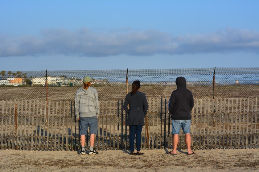 Visitors to Huntington Beach viewing the least tern nesting activity on Memorial Day weekend 2015.