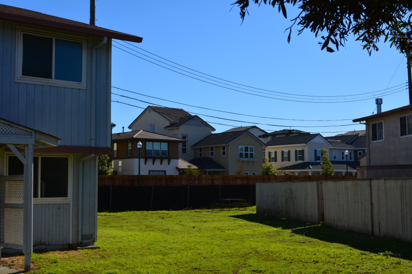 Future Housing Authority property, with new Alameda Landing houses in the background. 