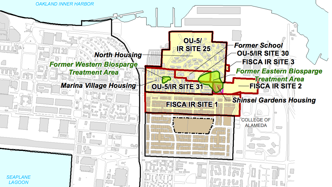 Map showing two groundwater cleanup areas in OU-5.