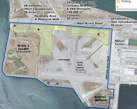 New plan, without hospital, presented to Alameda City Council on September 1, 2010. This plan was also rejected by the U.S. Fish and Wildlife Service.